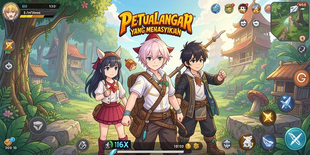 Tampilan screenshot gameplay 116X yang menakjubkan dengan karakter Anime.