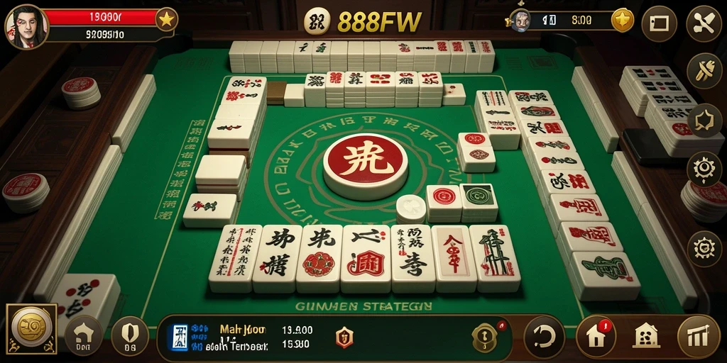Screenshot gameplay 888FW menunjukkan skenario permainan Mahjong yang menarik.