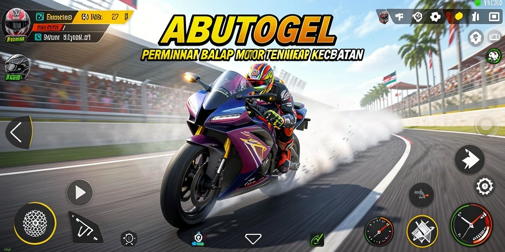 Tangkapan layar ABUTOGEL menampilkan balapan motor yang memukau dan seru.