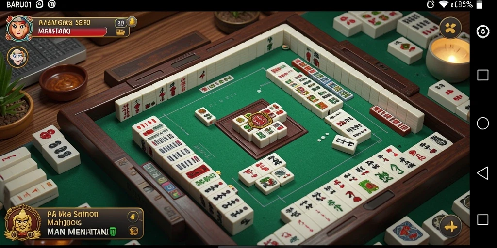 Screenshot utama BARU01 menampilkan gameplay Mahjong yang seru.