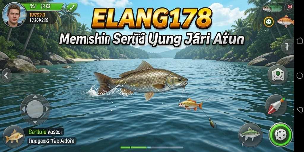 Tangkapan screenshot dari gameplay memancing yang menampilkan keindahan laut.