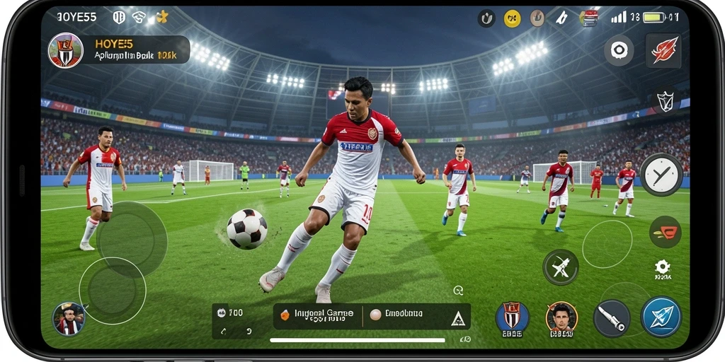 Tampilan gameplay seru dalam pertandingan sepak bola di HOYE55.