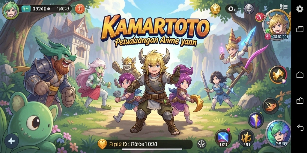 Gameplay KAMARTOTO dengan karakter Anime yang dinamis dan berwarna.