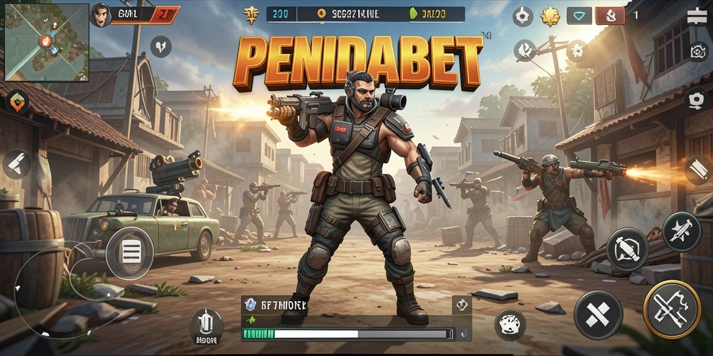 Gambaran menegangkan gameplay PENIDABET dengan aksi Battle Royale.