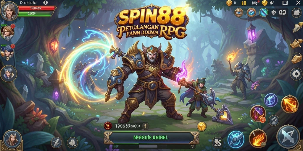 Tampilan gameplay SPIN88 yang menarik dengan karakter dan monster epik.
