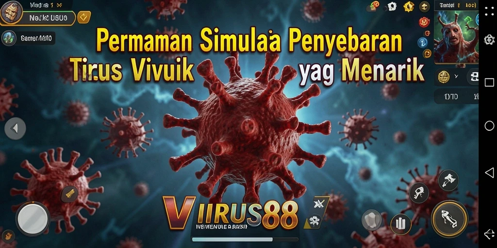 Tampilan gameplay <strong>VIRUS88</strong> yang menegangkan dan mendidik tentang penyebaran virus.